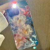 Illusory Color Water Ripple Pink and White Flowers Cover Case For iPhone