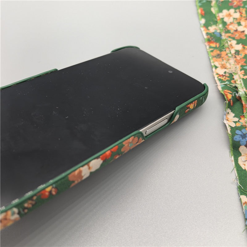 Large Flower Fabric Hard Phone Case For iPhone