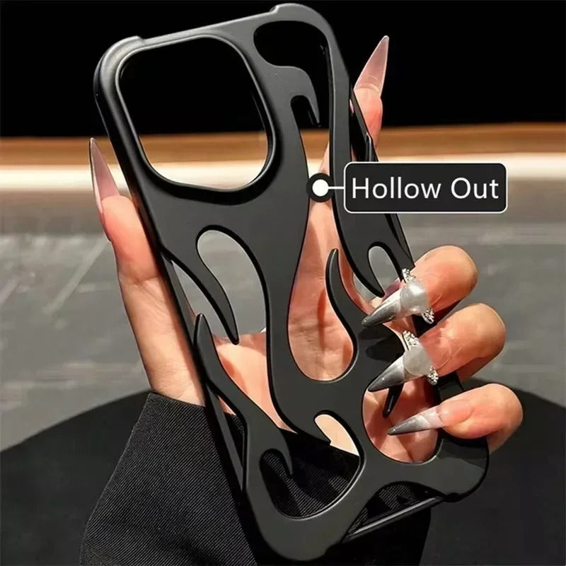 Fashion Matte 3D Hollowed Flame Phone Case For iPhone