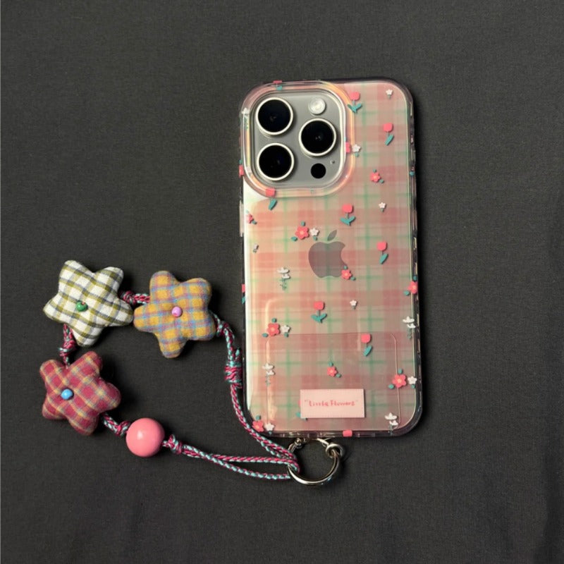 Pink Plaid Small Floral Phone Case For iPhone