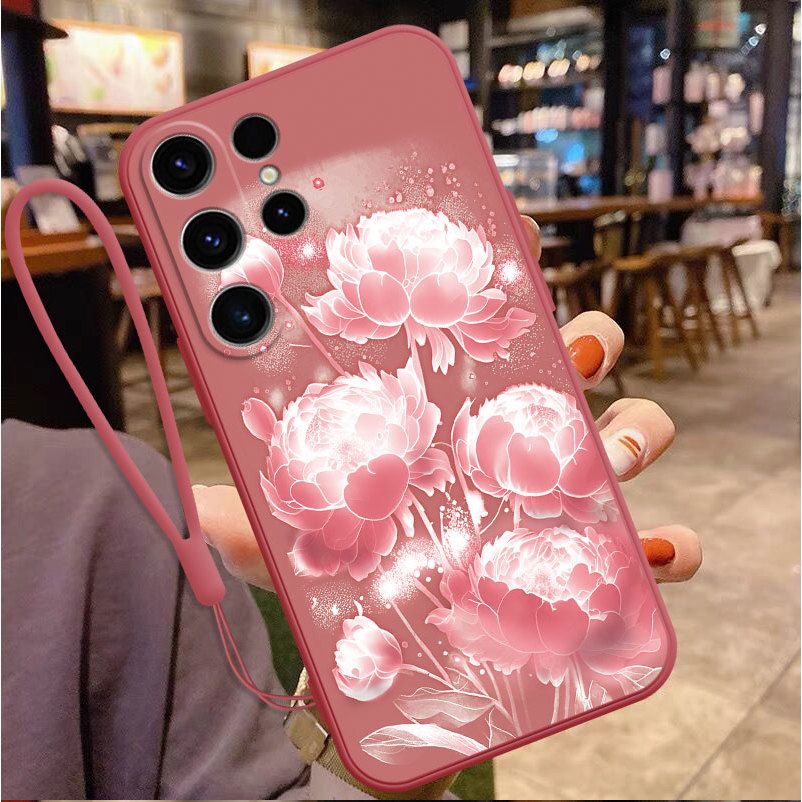 Flower with Lanyard Anti-fall Mobile Phone Case For Samsung