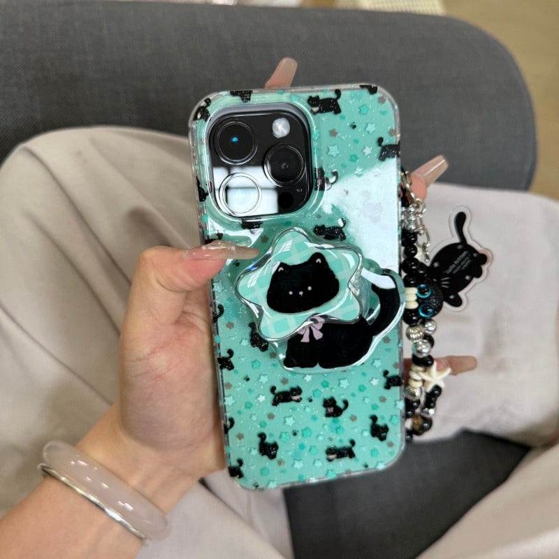 Mint Green Cat Soft Phone Case For iPhone
