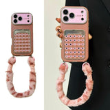Checkered Heart Plush Rope Phone Case For iPhone