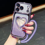 Heart-shaped Crystal Lanyard Phone Case For iPhone