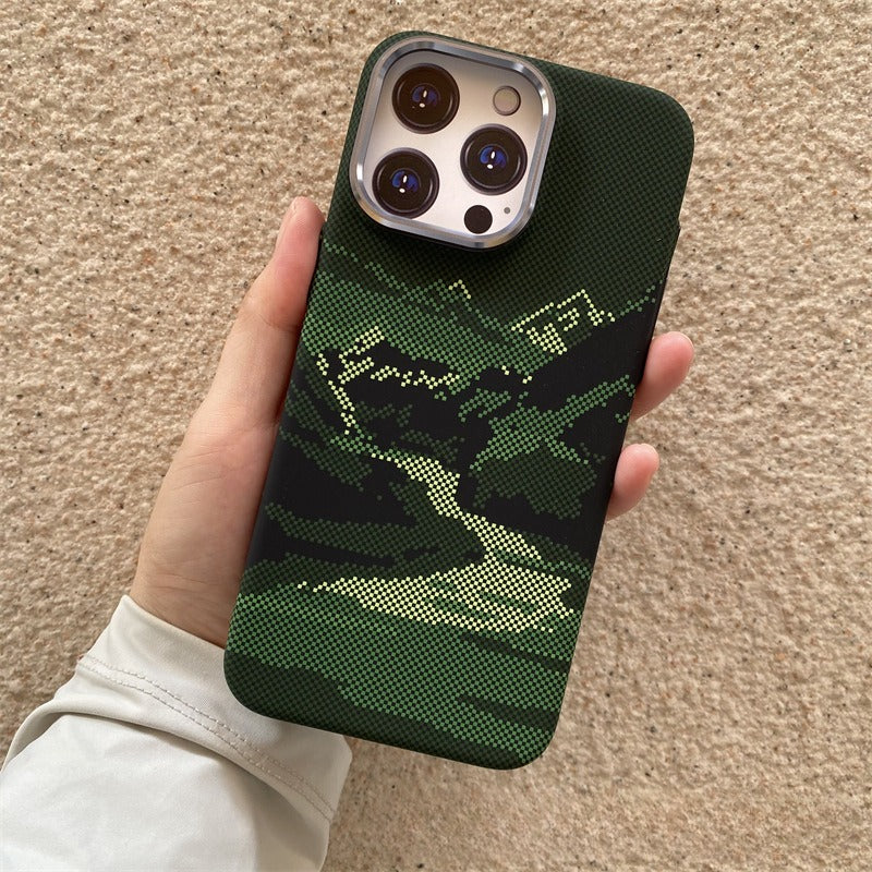 Magnetic Luminous Mountain and River Hard Phone Case For iPhone