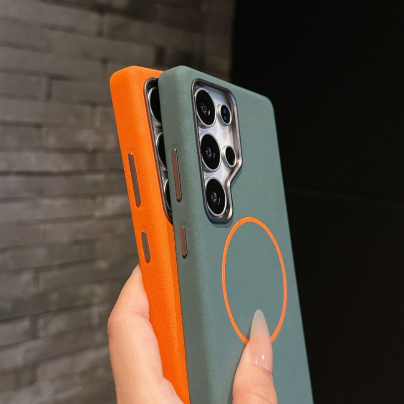Magnetic Thin Circle Leather Phone Case For Samsung