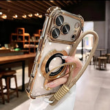 Transparent Magnetic Stand Plating Phone Case For iPhone