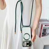 Crossbody Lanyard Strap Plating Magnetic Case For iPhone