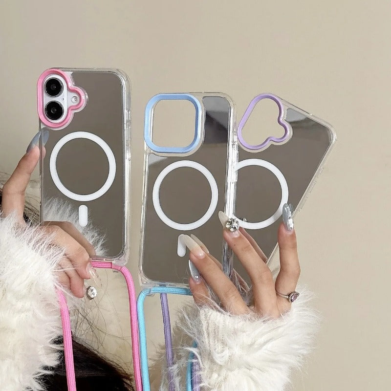 Mirror Crossbody Strap Case For iPhone