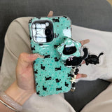 Mint Green Cat Soft Phone Case For iPhone