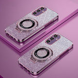 Glitter Plating Stand Holder Magnetic Case For Samsung