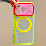 Color-blocked Polka Dot Magnetic Phone Case For iPhone