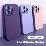 Original Square Liquid Silicone Case For iPhone