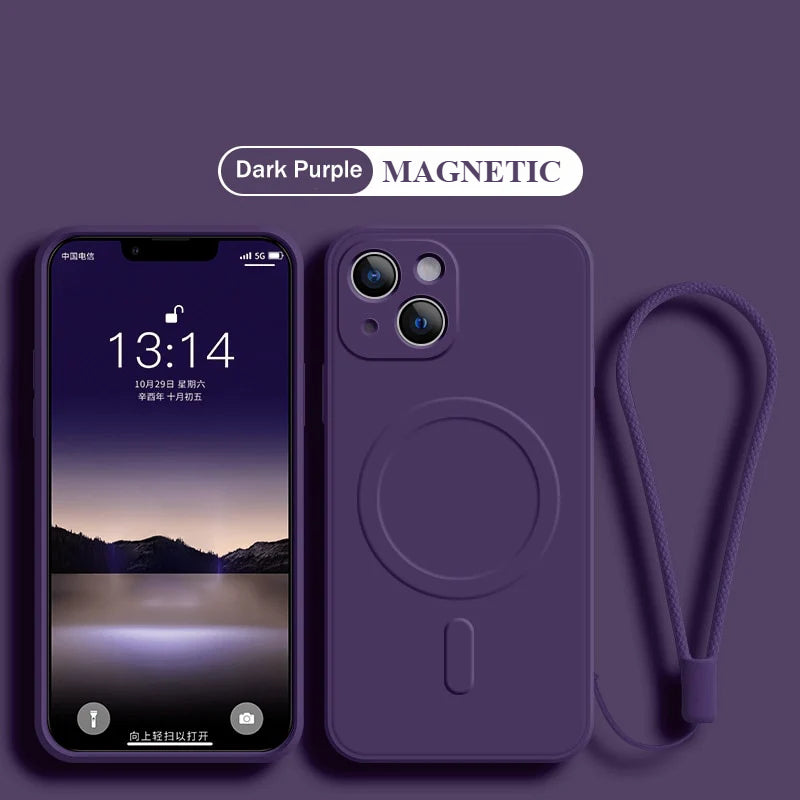 Custodia di ricarica wireless magnetica Magsafe in silicone per iPhone 