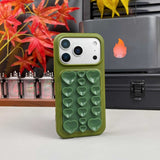 Color-blocked Suction Cup Liquid Silicone Phone Case For iPhone