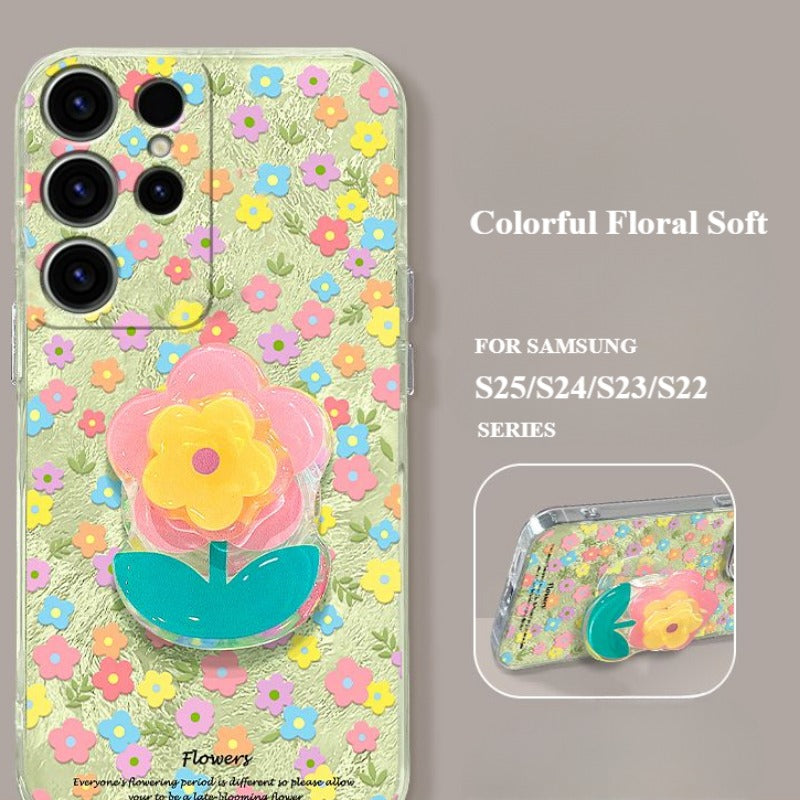 Colorful Floral Soft Phone Case For Samsung