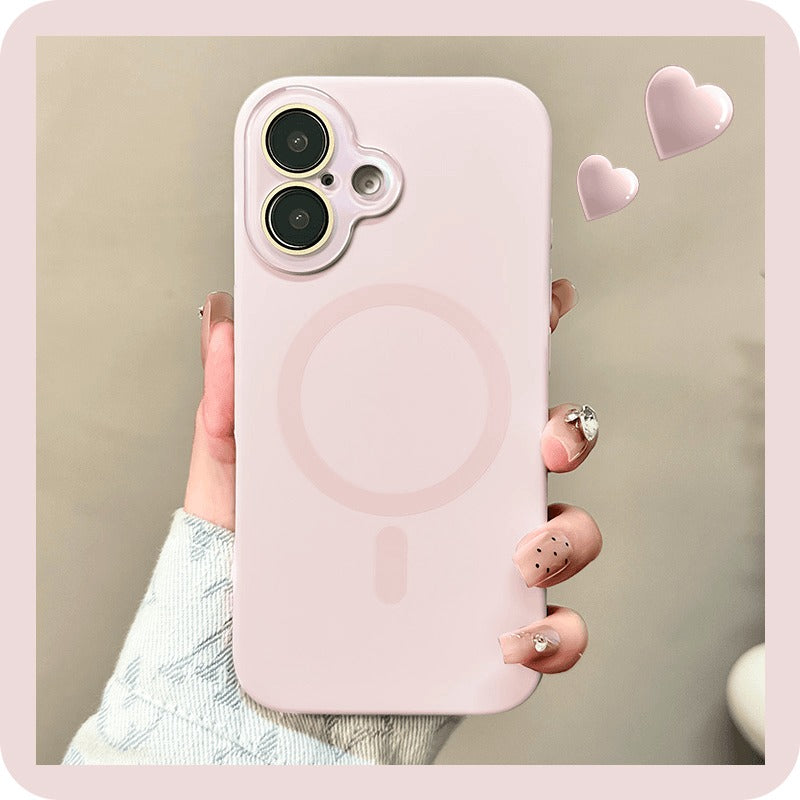 Solid Color Liquid Silicone Magnetic Phone Case For iPhone