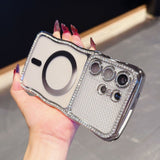 Rhinestone Wave Transparent Magnetic Phone Case For Samsung