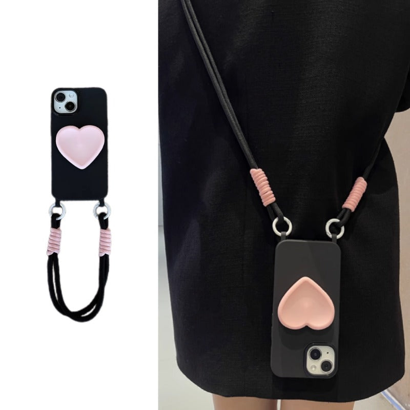 Love Handle Strap Full Cover Soft Phone Case For iPhone