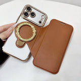 Transparent Flip Stand Card Holder Phone Case For iPhone