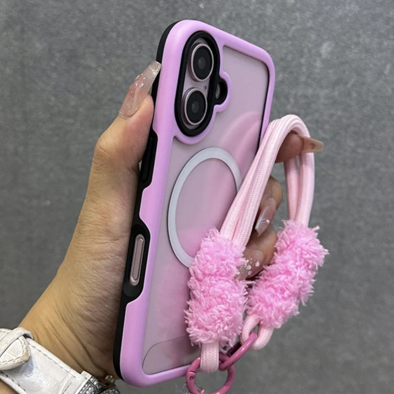 Candy Color Frame Magnetic Wrist Strap Case For iPhone