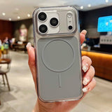 Transparent Frame+Solid Color Magnetic Back Cover for iPhone