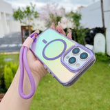 Laser Gradient Magnetic Lanyard Shockproof Case For iPhone