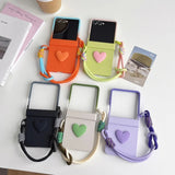 Matte Candy Color Collision Wrist Strap Case For Samsung Z Flip 8 7 6 5 4 3