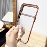 Folding Flip Full Lens Stand Transparent Phone Case For iPhone