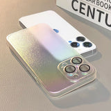 Color Plated Gradient Color Hard Phone Case with Built-in Lens Film For iPhone