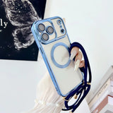 Crossbody Lanyard Strap Plating Magnetic Case For iPhone