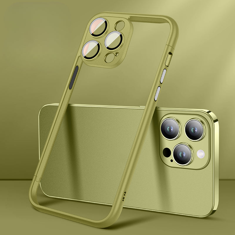 Spliced Frame with Lens Film Silicone Phone Case for iPhone