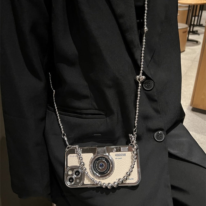 Leather Electroplating Camera Handbag Crossbody Soft Case For iPhone