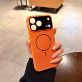 Color-blocked Large Window Hollowed-out Magnetic Phone Case For iPhone