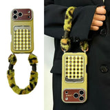 Checkered Heart Plush Rope Phone Case For iPhone