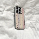 Silver Frame Pink and Yellow Pattern Gilded Star Mobile Phone Case For iPhone