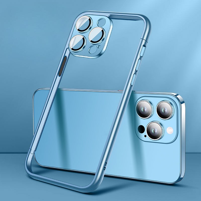 Spliced Frame with Lens Film Silicone Phone Case for iPhone