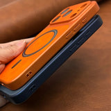 Artificial Leather Matte Magnetic Phone Case For iPhone