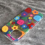 Colorful Flower Ring Buckle Phone Case For iPhone