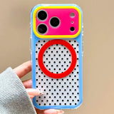 Color-blocked Polka Dot Magnetic Phone Case For iPhone