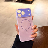Color-blocked Large Window Hollowed-out Magnetic Phone Case For iPhone