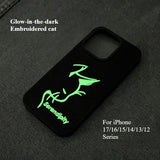 Glow-in-the-dark Embroidered Cat Phone Case For iPhone