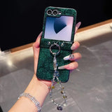 Glitter Flower Lanyard Phone Case For Samsung Z FLIP 7 6 5 4 3