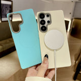 Solid Color Rock Sand Magnetic Phone Case For Samsung