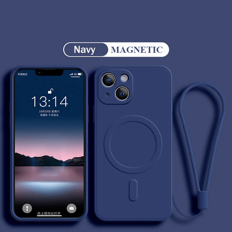 Custodia di ricarica wireless magnetica Magsafe in silicone per iPhone 