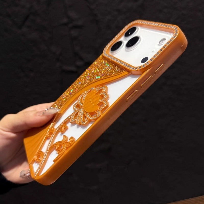Flower Glitter Phone Case For iPhone