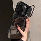 Luxury Glitter Clear Camera Holder Case For iPhone