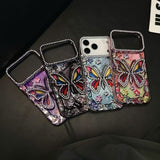 Electroplated Hollowed-out Rhinestone Butterfly Phone Case For iPhone