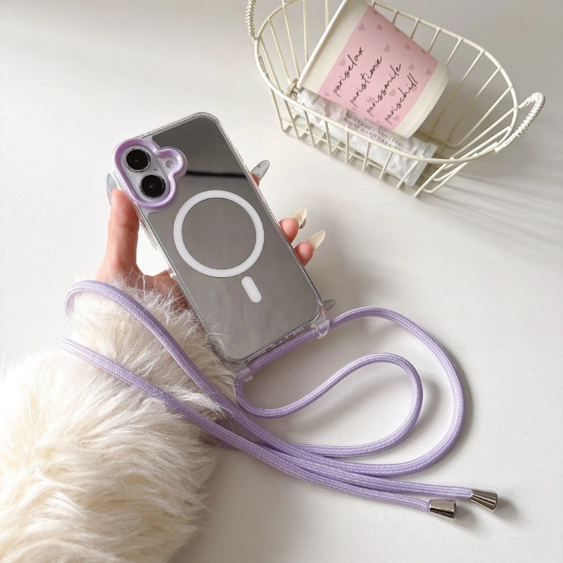 Mirror Crossbody Strap Case For iPhone