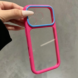 Color-blocked, Large-view Transparent Soft Phone Case For iPhone